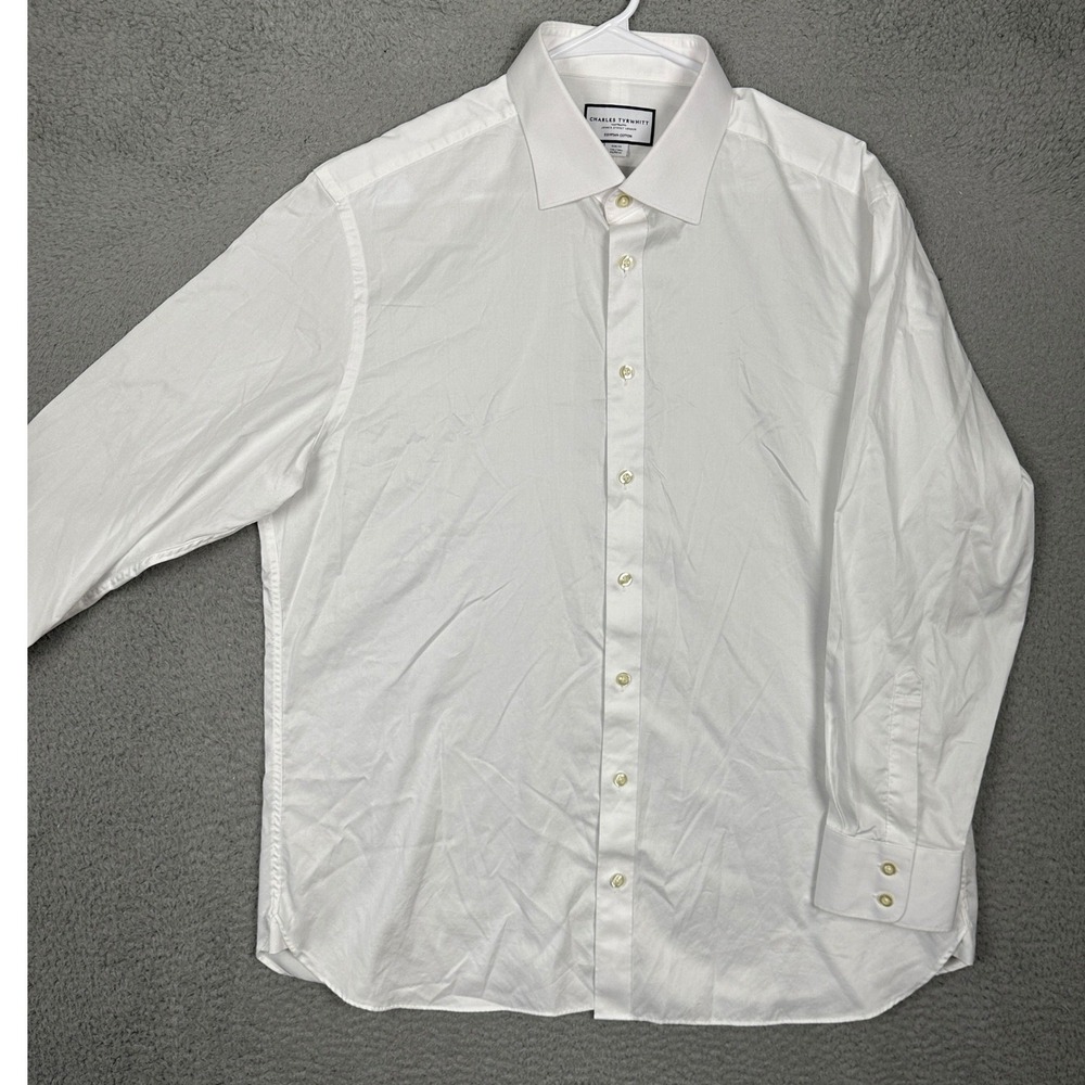 Charles Tyrwhitt Dress Shirt Mens 17.5 34 Slim Fit White Formal Button Up EUC